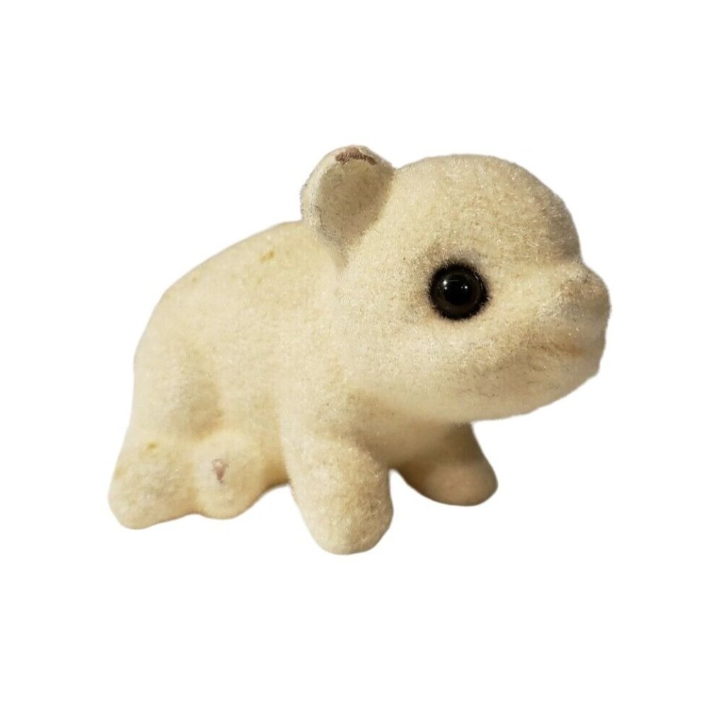 Josef Originals Fuzzy Piglet Pig Flocked Fuzzy Figurine Sitting